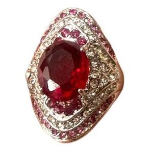 White and Golden Plated Ring with cubic zirconia size 8.5